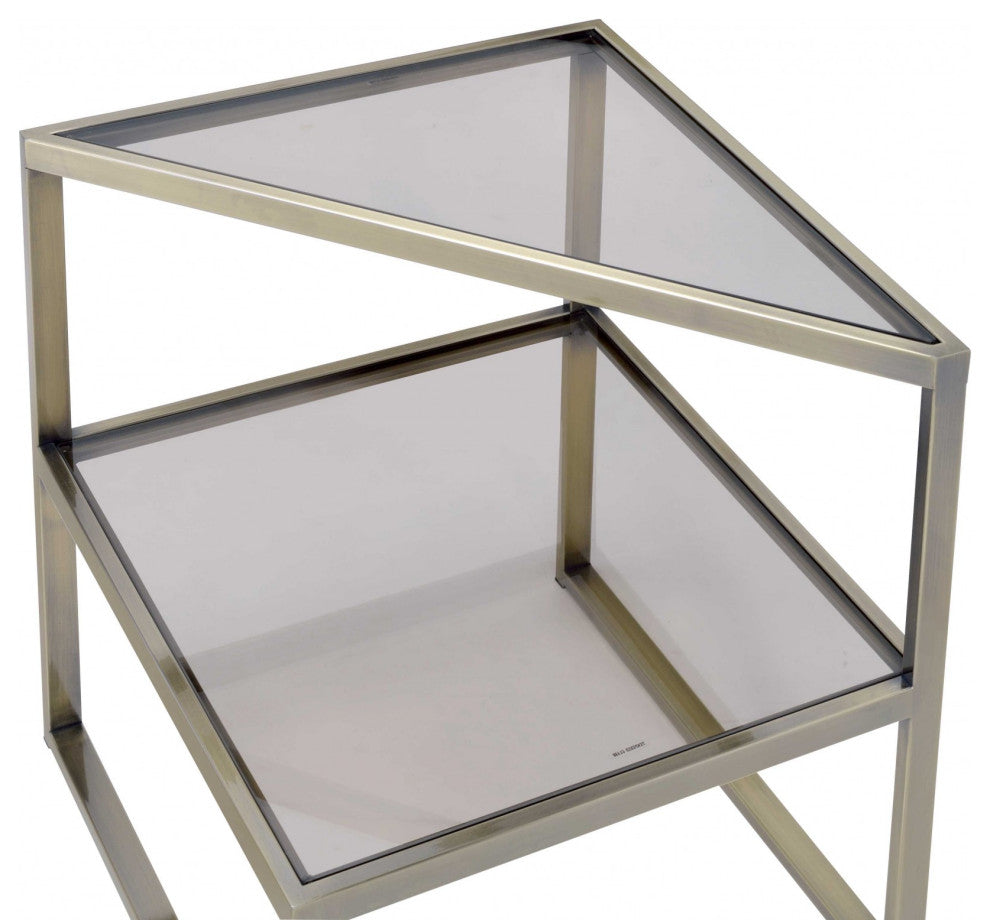 HomeRoots 18" X 18" X 22" Antique Brass Metal End Table