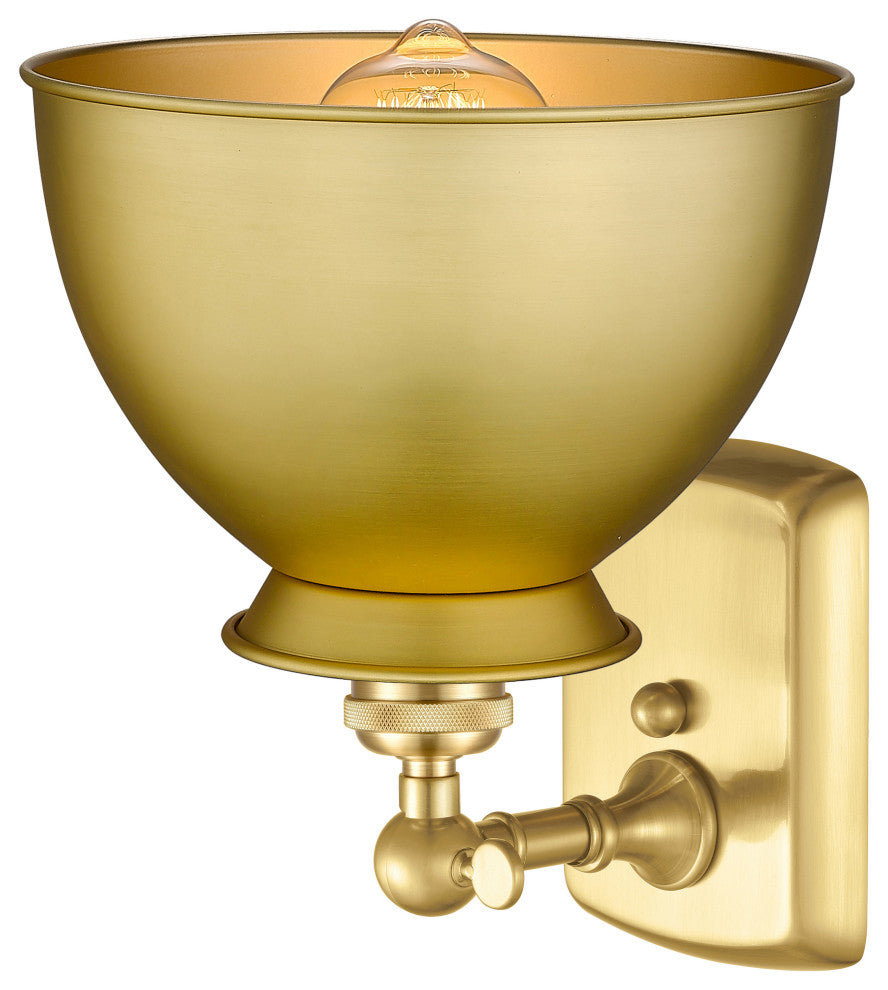Adirondack 1-Light 8" Wall-Mounted Sconce, Satin Gold Shade