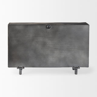 Harvey 13.0Lx4.5Wx8.1H Black Metal and Wood Rectangular Table Clocket