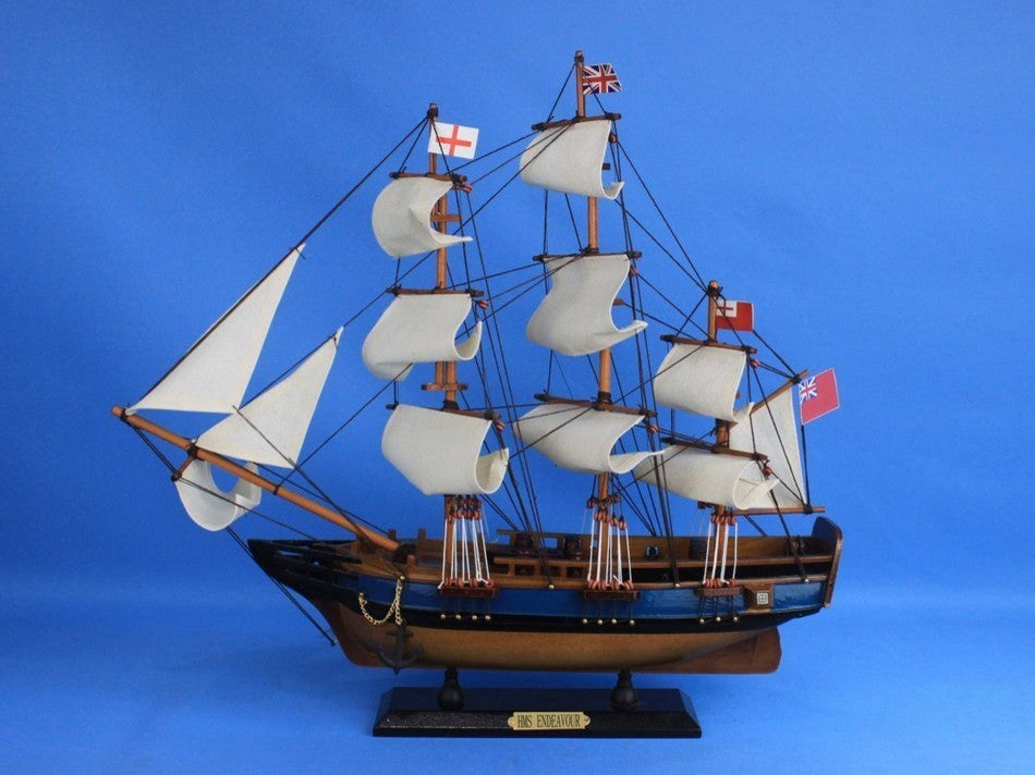 Wooden HMS Endeavour Tall Model Ship, 20"