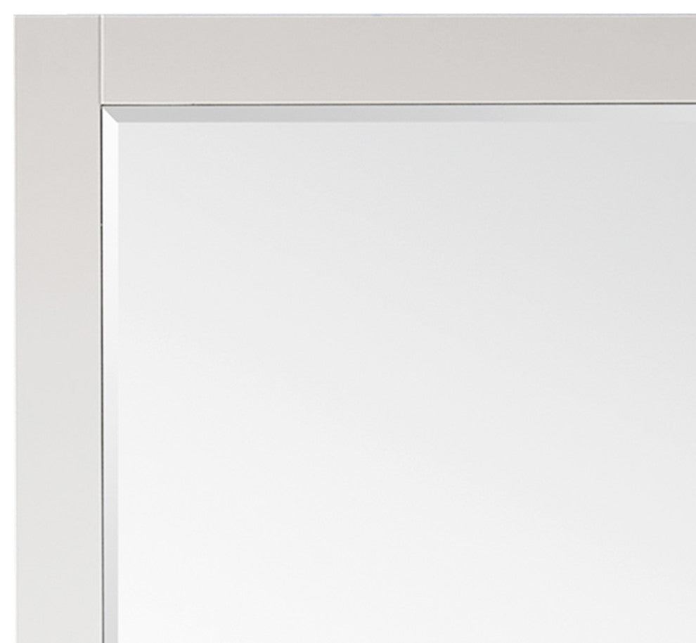 Ivy Rectangular Bathroom Wood Framed Wall Mirror, White, 48"