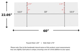 Modern Rectangular Bathroom Countertop Shelf, White Solid Surface, 60"