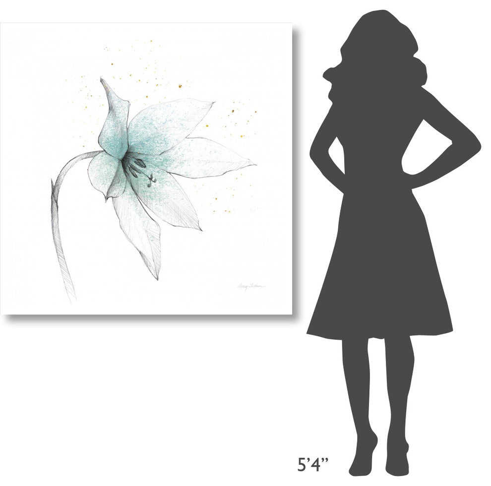 "Teal Graphite Flower VIII" Digital Paper Print by Avery Tillmon, 42"x42"