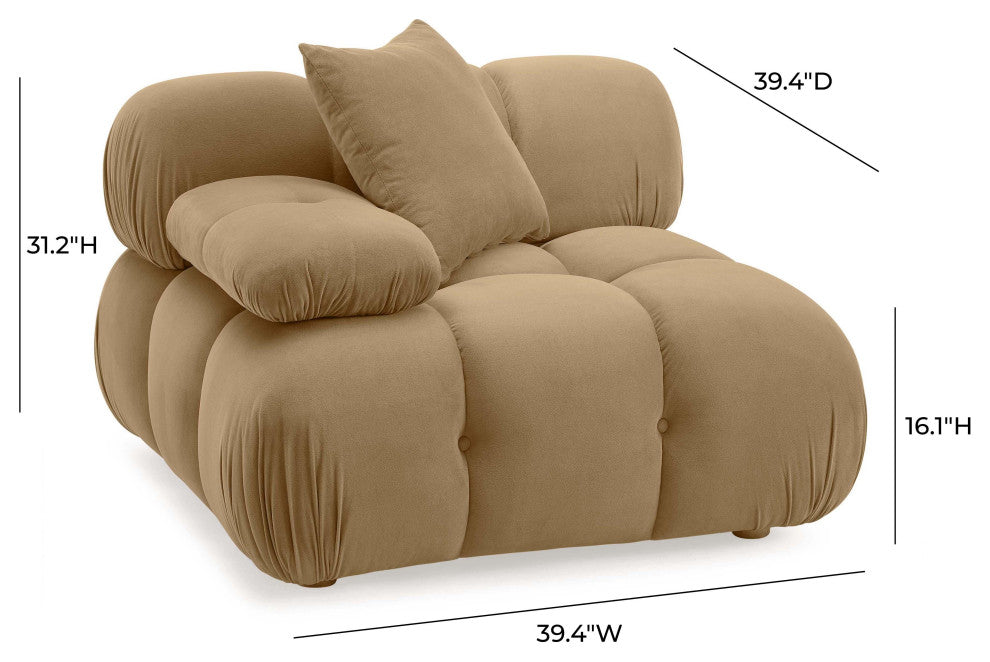 Calliope Cafe Au Lait Performance Velvet Modular Corner Chair