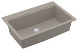 Karran Top Mount 33" Single Bowl Quartz Workstation Kitchen Sink, Concrete