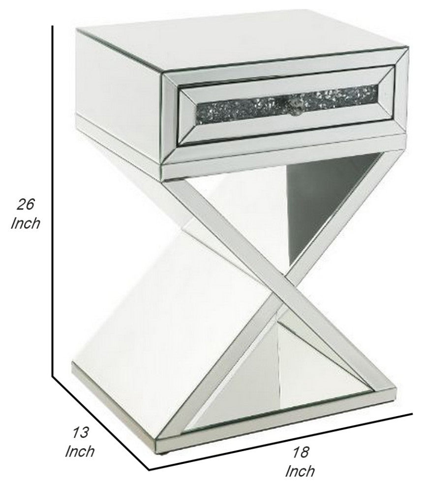 Benzara BM251212 Accent Table WithxShaped Base, White