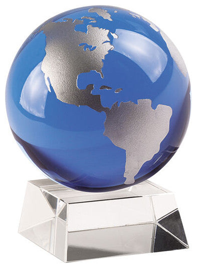 Badash SU360 Cobalt Blue/Silver Globe On Crystal Base H4.5"