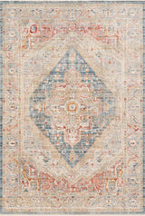 Blue Rust Olive Orange Polyester Claire Area Rug by Loloi, 1'6"x1'6" Sample