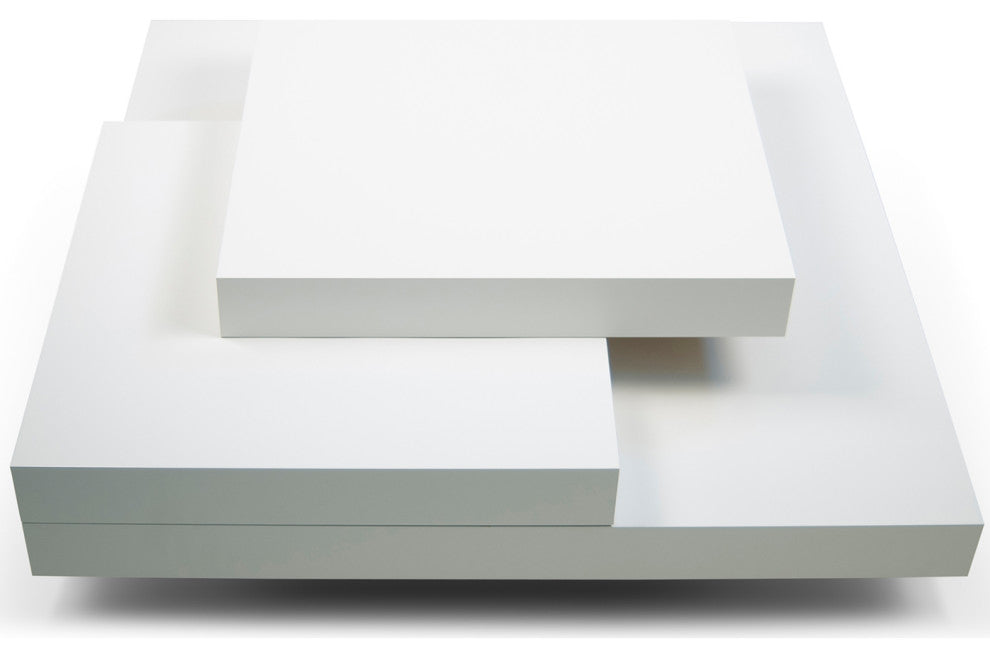 Isle Contemporary Multi Platform Square Coffee Table, White