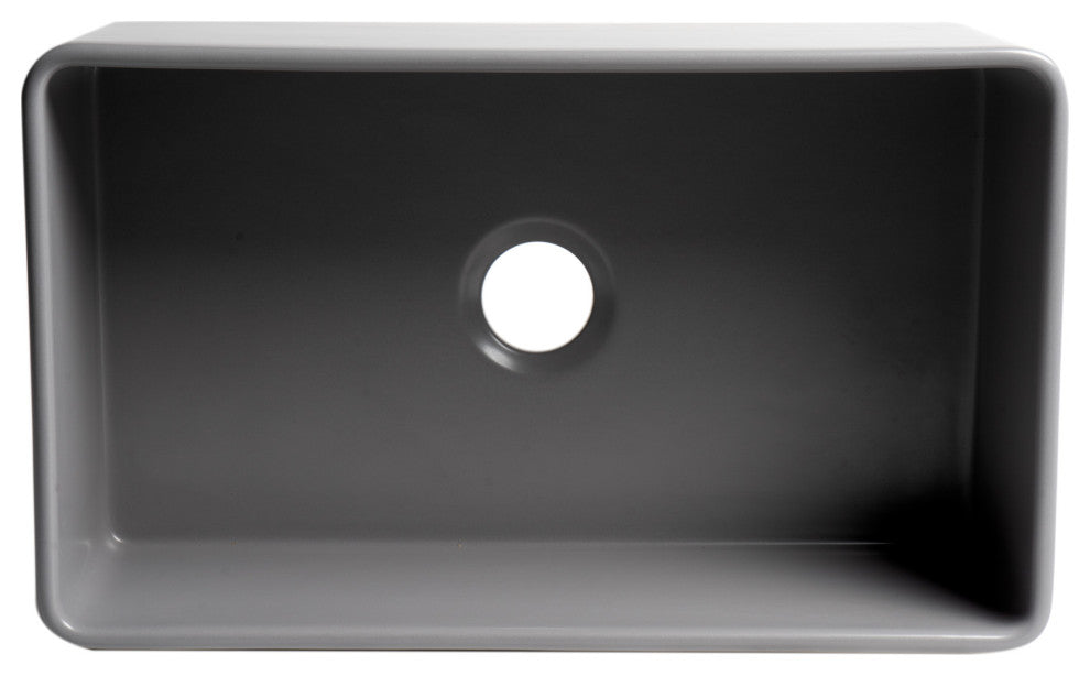 Smooth Apron Fireclay Farm Sink, Gray Matte, 30"x18", Single Bowl
