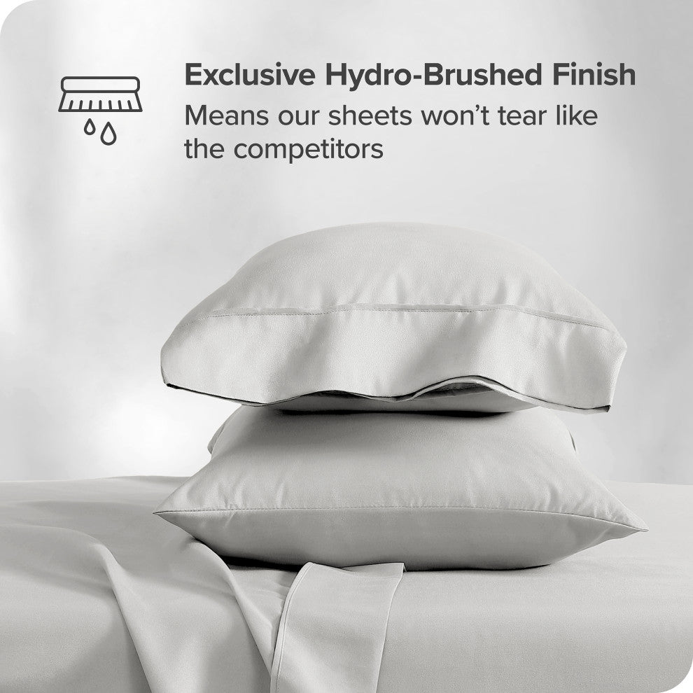 Bare Home 1800 Microfiber Sheet Set, Light Gray, Queen
