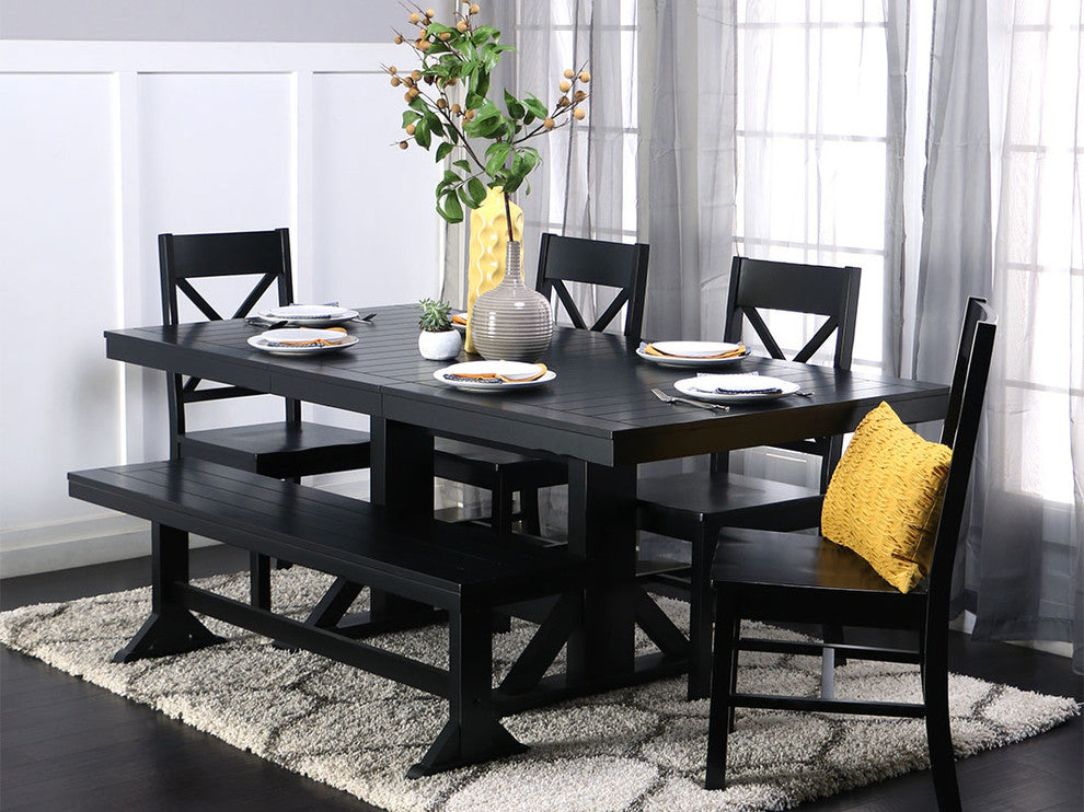 6-Piece Wood Dining Set - Antique Black