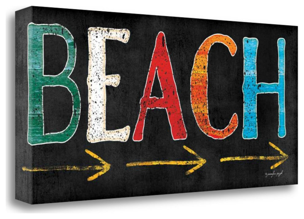 29" Bright Beach Sign Giclee Print on Gallery Wrap Canvas Wall Art