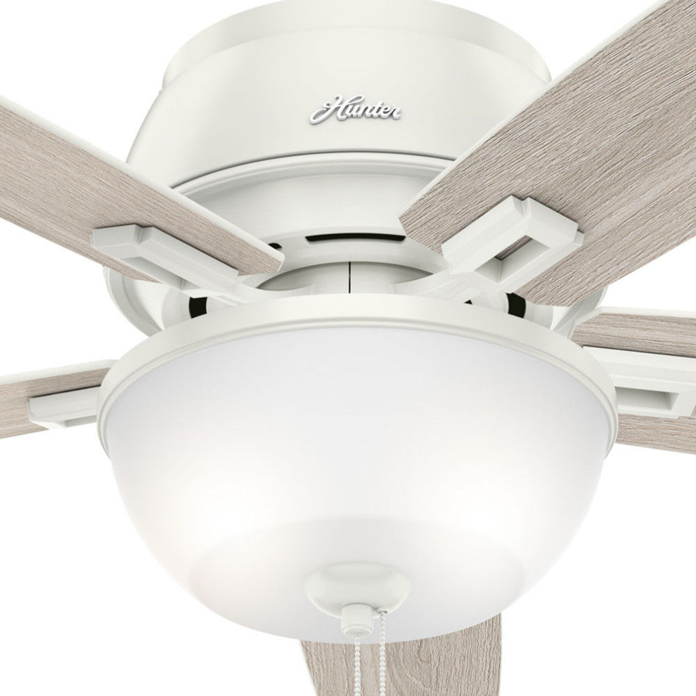 Hunter Fan Company 52" Donegan Low Profile Fresh White Ceiling Fan With Light