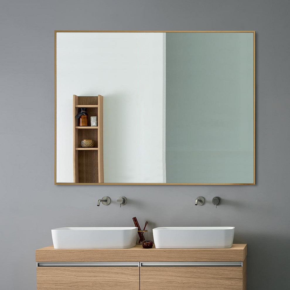 Vanta Metal Framed Wall Mirror with Dual Mounting Brackets, Gold, 31.5 in. X 23.6 in.