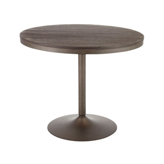 Dakota Industrial Dining Table, Antique Metal, Espresso Bamboo