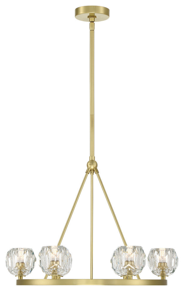 Aragon 6-Light Soft Brass Chandelier, Faceted Cut Crystal
