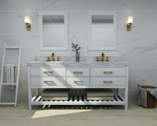 Elizabeth 72 in. Bath Vanity Set in White with Gold Hardware