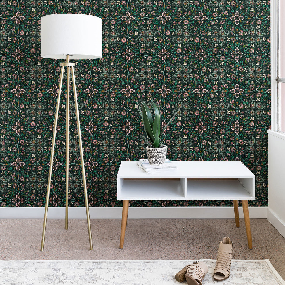 Deny Designs Pimlada Phuapradit Emerald maze Wallpaper, Green, 2'x4'
