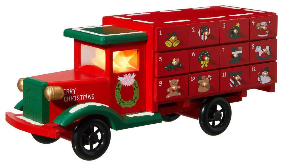 14.5"L Wooden Christmas Truck Countdown