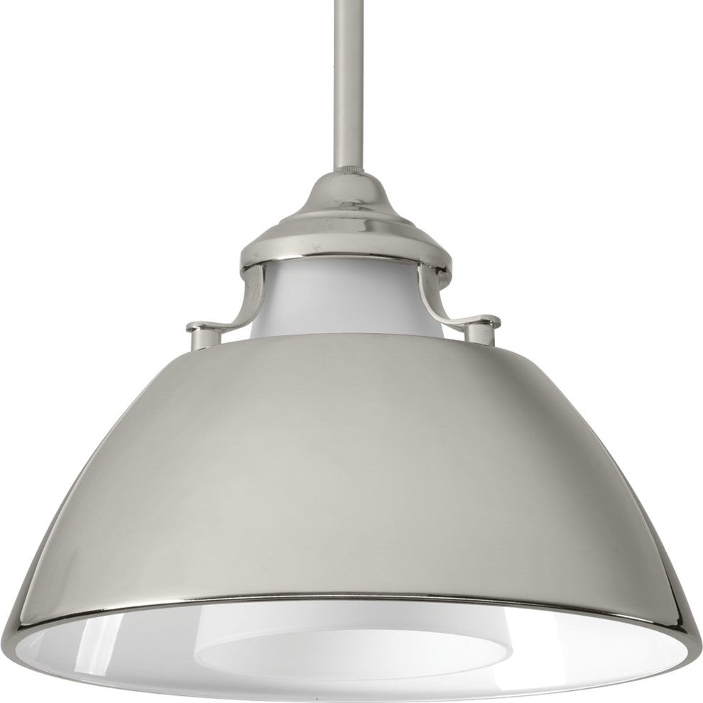 Carbon 1-Light Pendant with Metal Shade, 11"