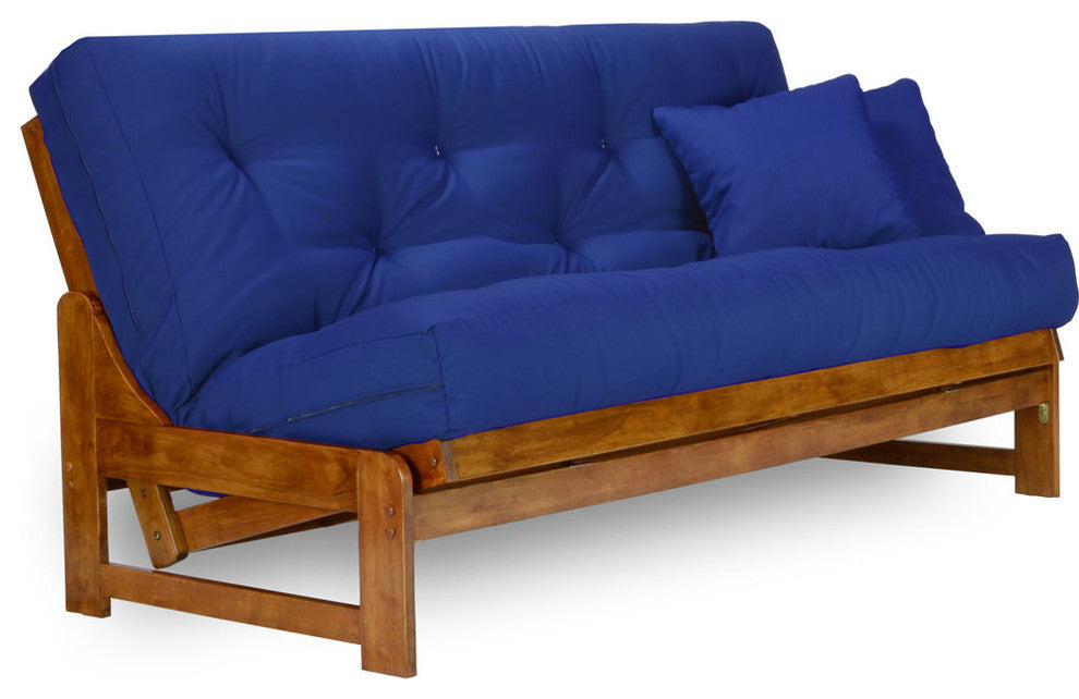 Arden Futon Set - Frame, 8" Mattress, Royal Blue, Full