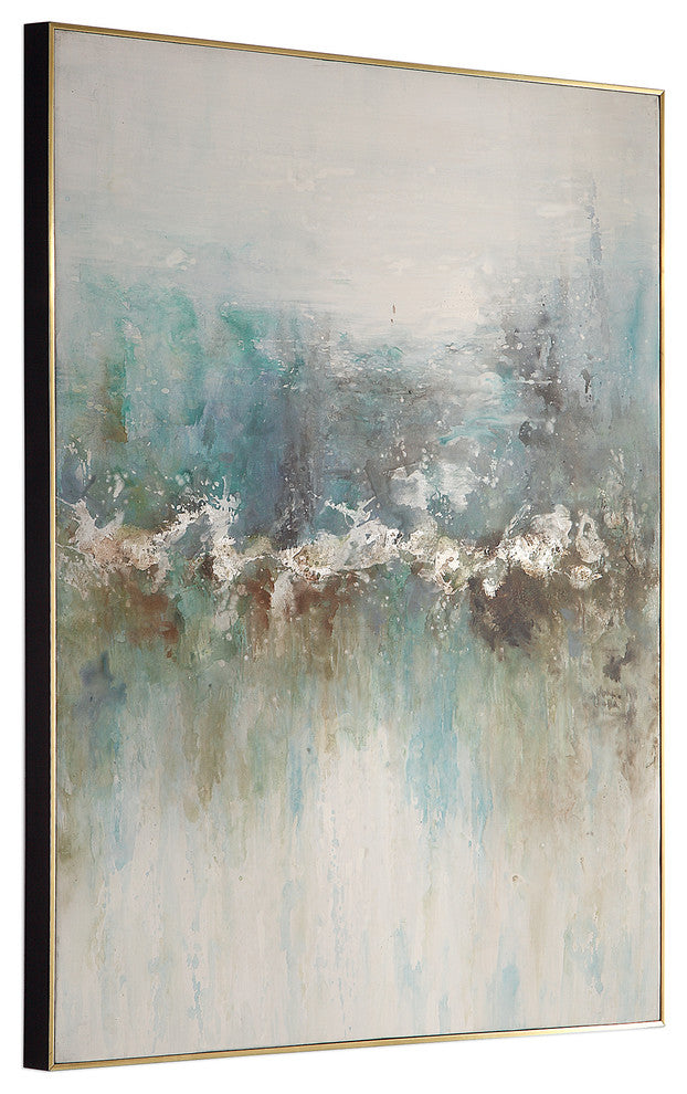 Extra Large 49" Blue Green Aqua Wall Art, Painting Abstract Modern Teal Cobalt