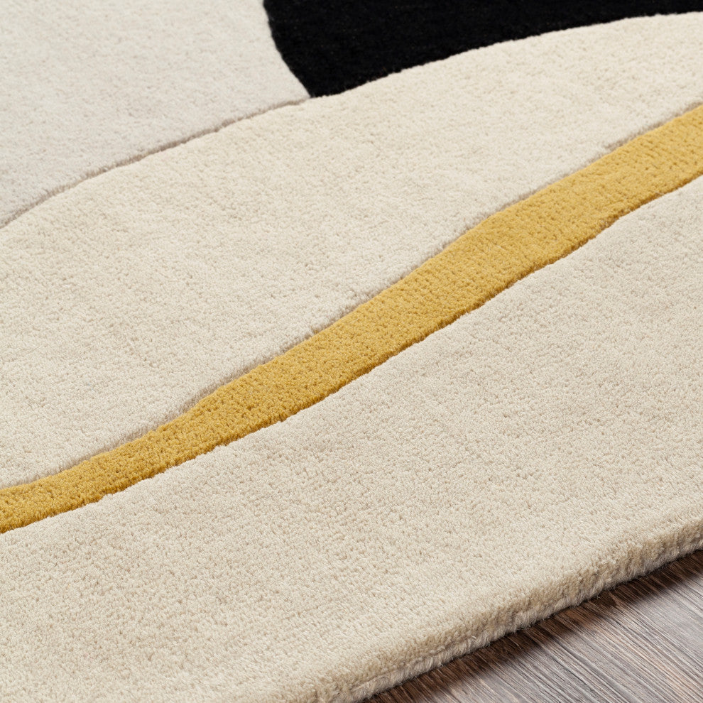 Queens QUN-2303 Modern Mustard/Gray 3'x5' Area Rug