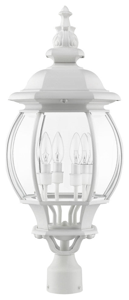Textured White Traditional, Colonial, Outdoor Post Top Lantern