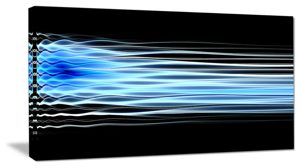 Light Blue Fractal Waves, Oversized Abstract Canvas Art Print, 60x28