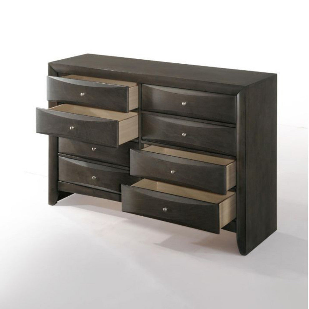 Wooden Dresser with 8 Drawers, Gray Oak