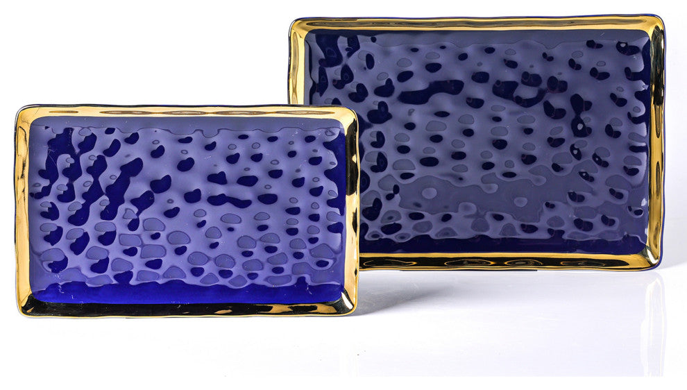 2-Piece Stone Lain Florian Porcelain Serving Set, Blue