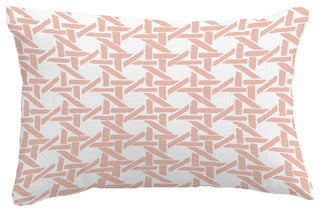 Rattan Geometric Geometric Print Throw Pillow With Linen Texture, Coral, 14"x20"