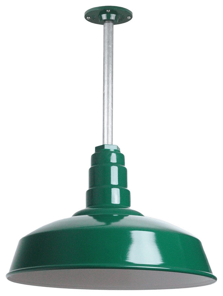 Barn Lighting 16" Pendant With 12" Rigid Stem, Green