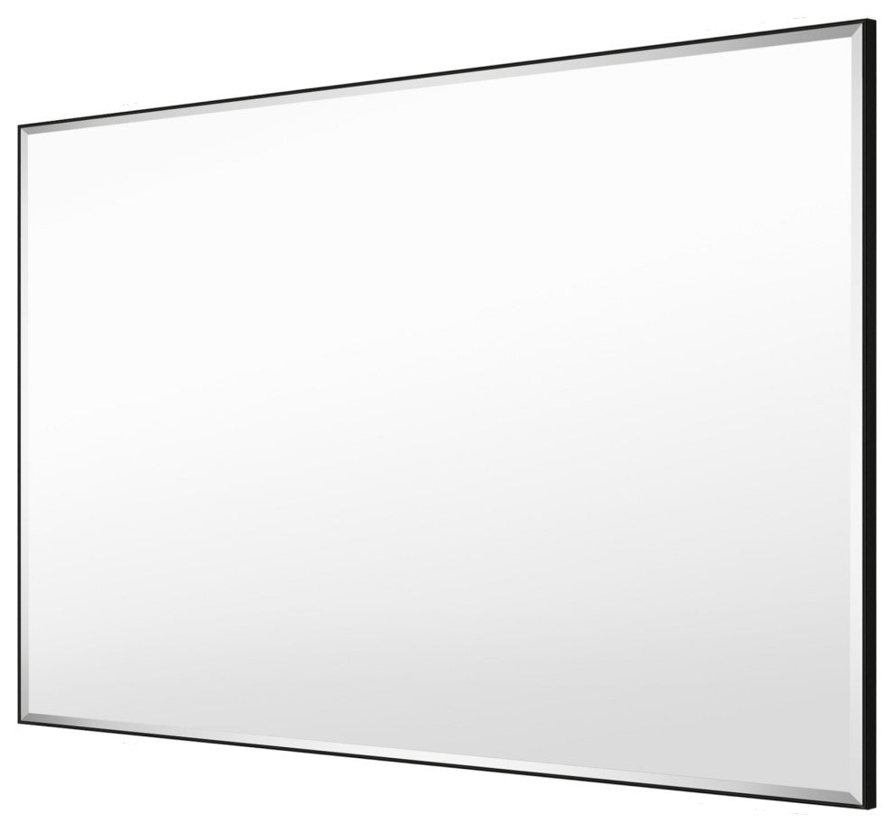 Rectangle Aluminum Framed Wall Mounted Mirror With Beveled Edge, Black, 30"x40"