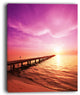 "Brown Sea And Pier Under Magenta Sky" Large Sea Bridge Canvas Print, 30"x40"