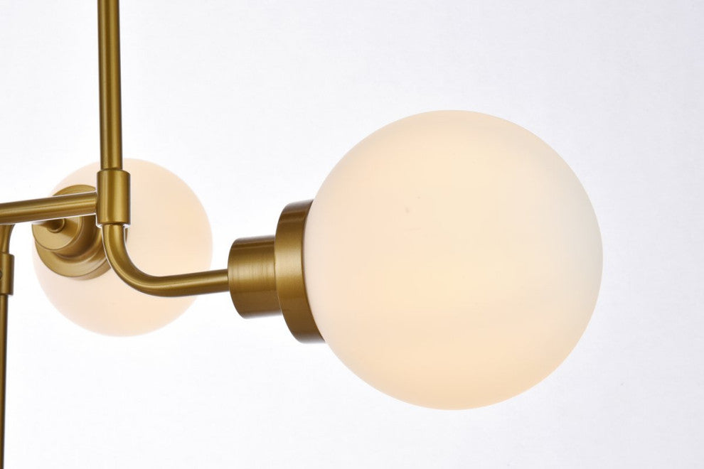 Helen 8-Light Pendant, Brass With Frosted Shade