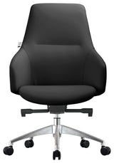 LeisureMod Celeste Office Chair in Upholstered Leather and Iron Frame, Black