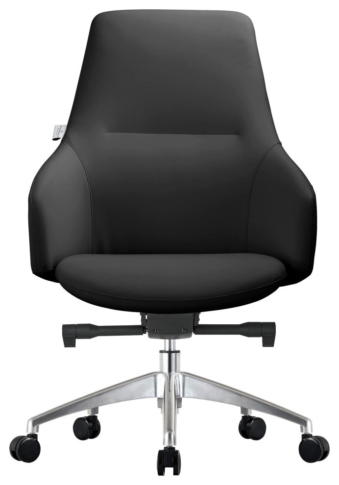 LeisureMod Celeste Office Chair in Upholstered Leather and Iron Frame, Black