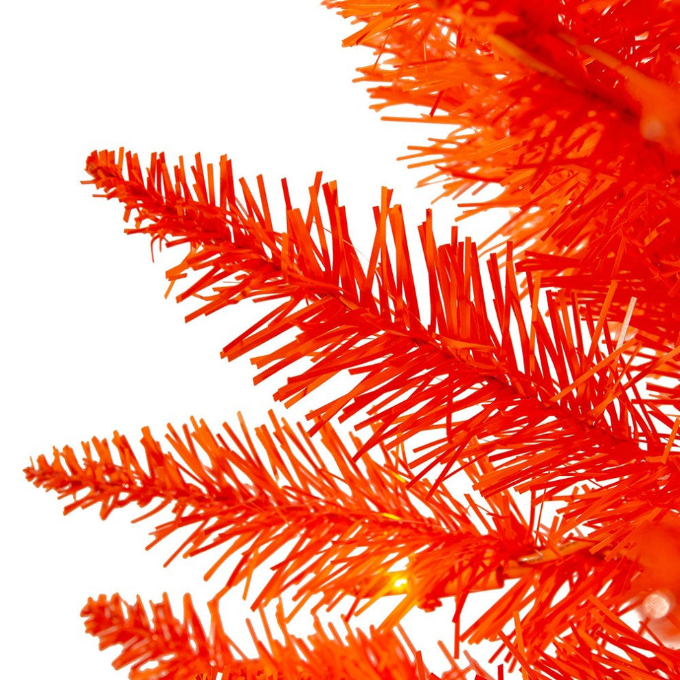 Kurt Adler 6 Foot Pre-Lit Orange Slim Christmas Tree