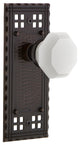 Craftsman Plate Privacy Waldorf White Milk Glass Knob, Timeless Bronze