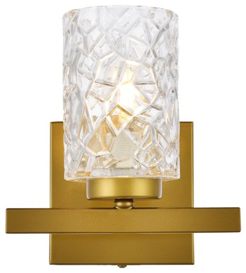 Conor 1-Light Bath Sconce, Brass With Clear Shade