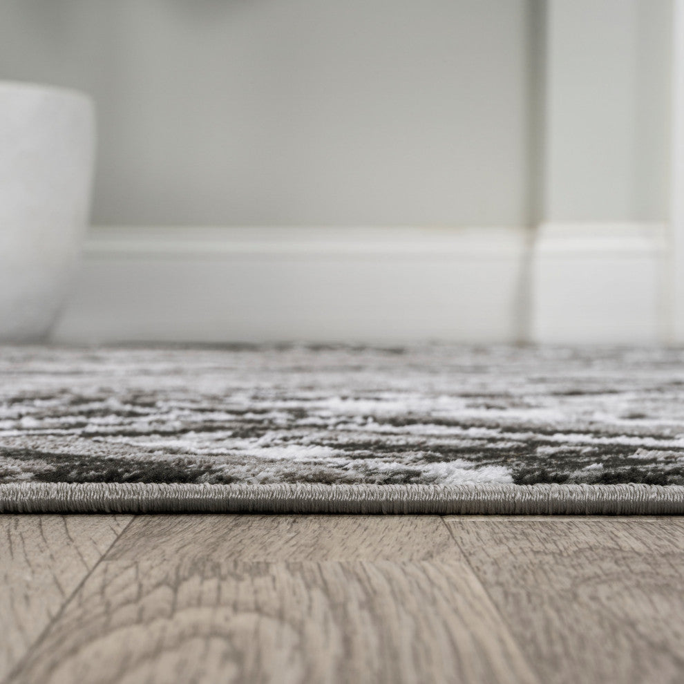 Slant Modern Abstract Black/Gray 2 ft. x 8 ft. Runner Rug