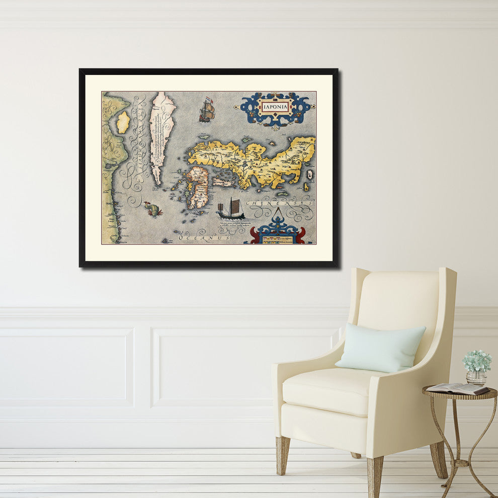 Japan Vintage Antique Map Wall Art, 28"x37"