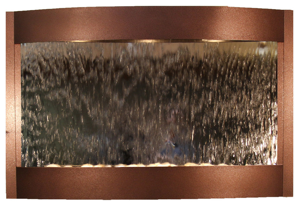 Calming Waters Wall Water Fountain, Silver Mirror, Copper Vein