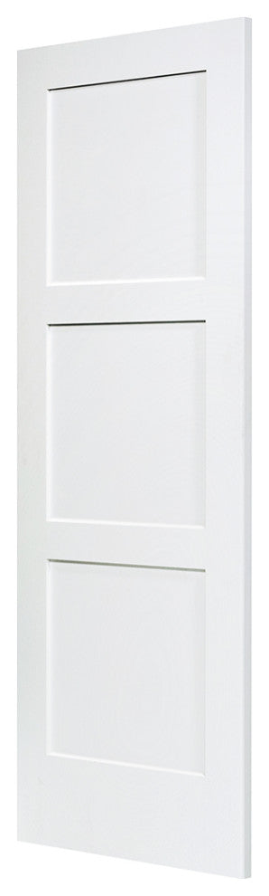 3-Panel Kimberly Bay Door, Interior Slab Shaker, White, 80"x32"x1.375"