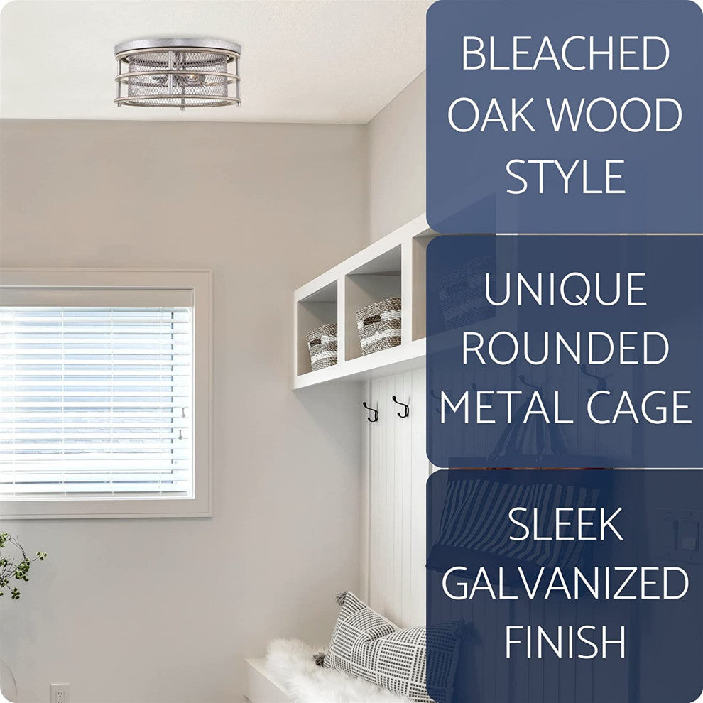 4 Light Wire Mesh Ceiling Lamp, Farmhouse, Flush Mount