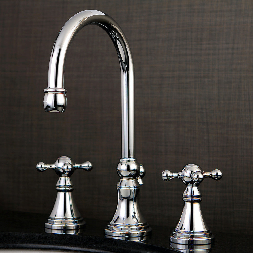 Kingston Brass Widespread Bathroom Faucet With Brass Pop-Up, Polished Chrome