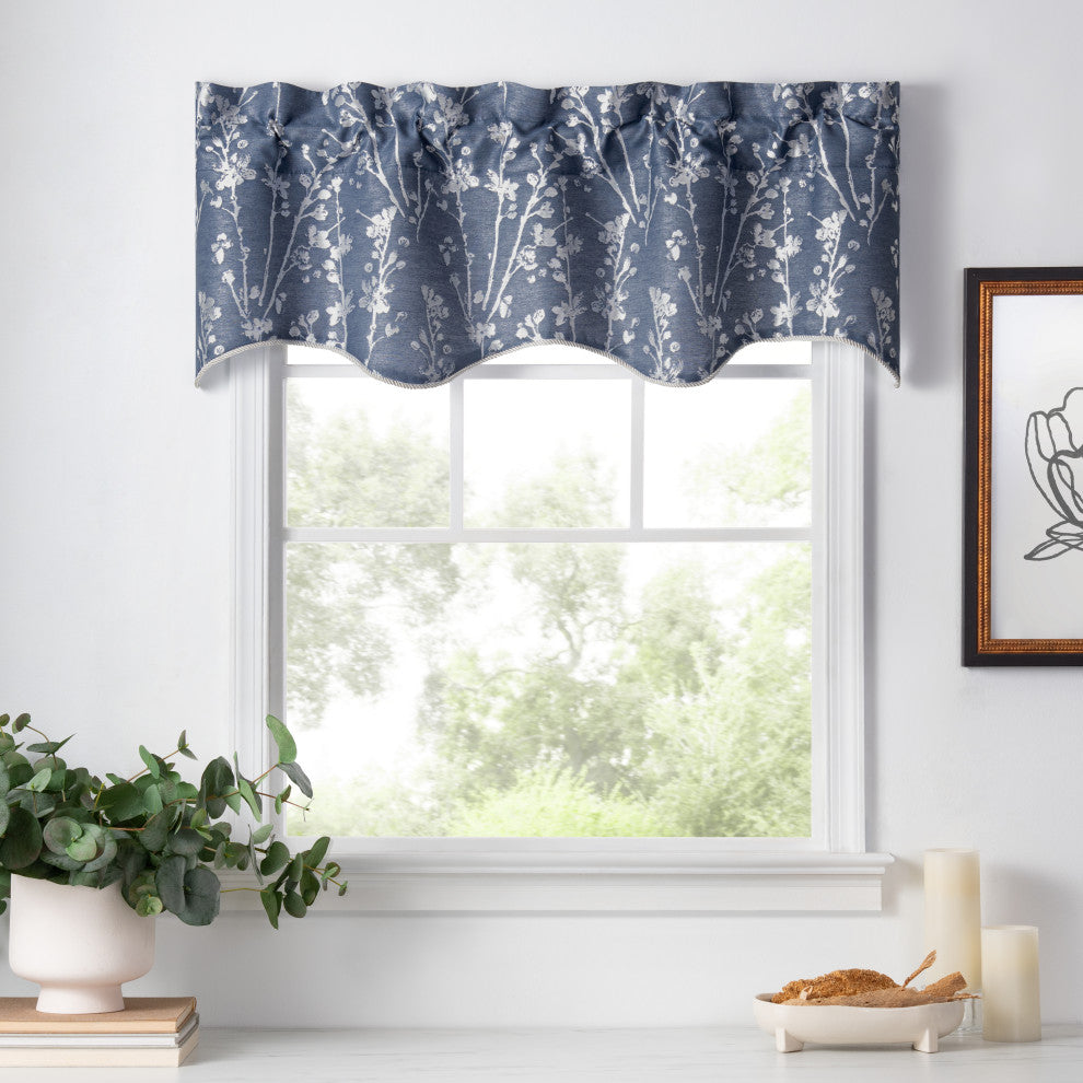Meadow 50" x 15" Lined Scallop Valance, Cobalt