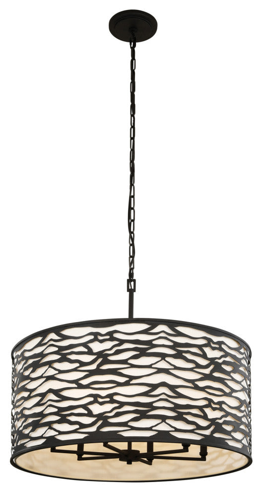 Varaluz 348P06 Kato 6 Light 30"W Drum Chandelier - Carbon Black